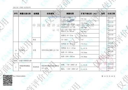 校准范围-能力范围10