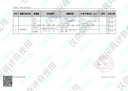 校准范围-能力范围30